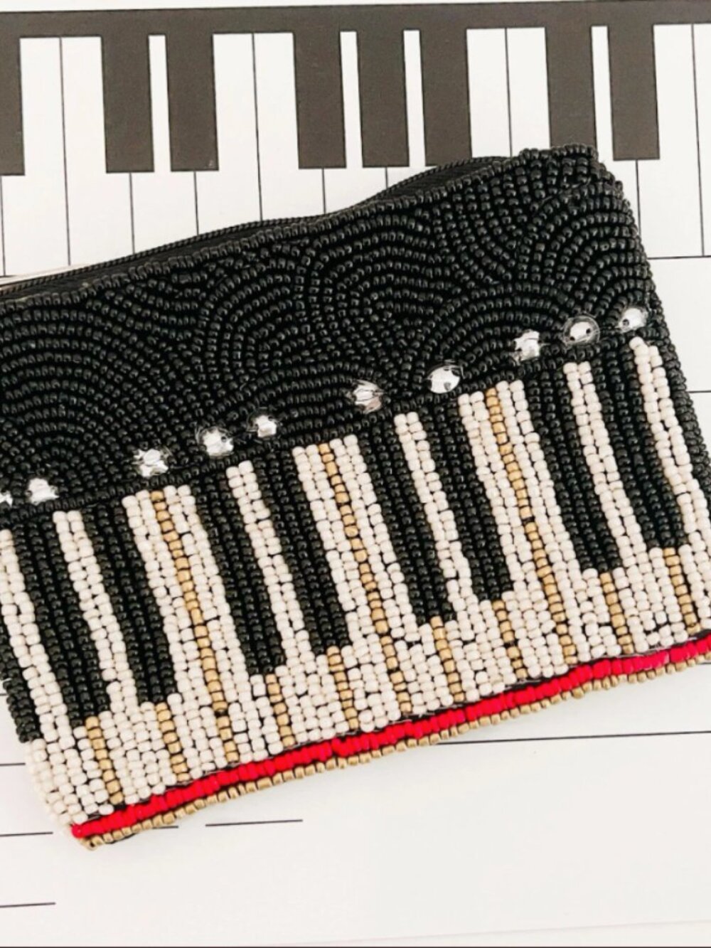 VIOLA Beaded Piano Keyboard Zip Pouch - NWOT